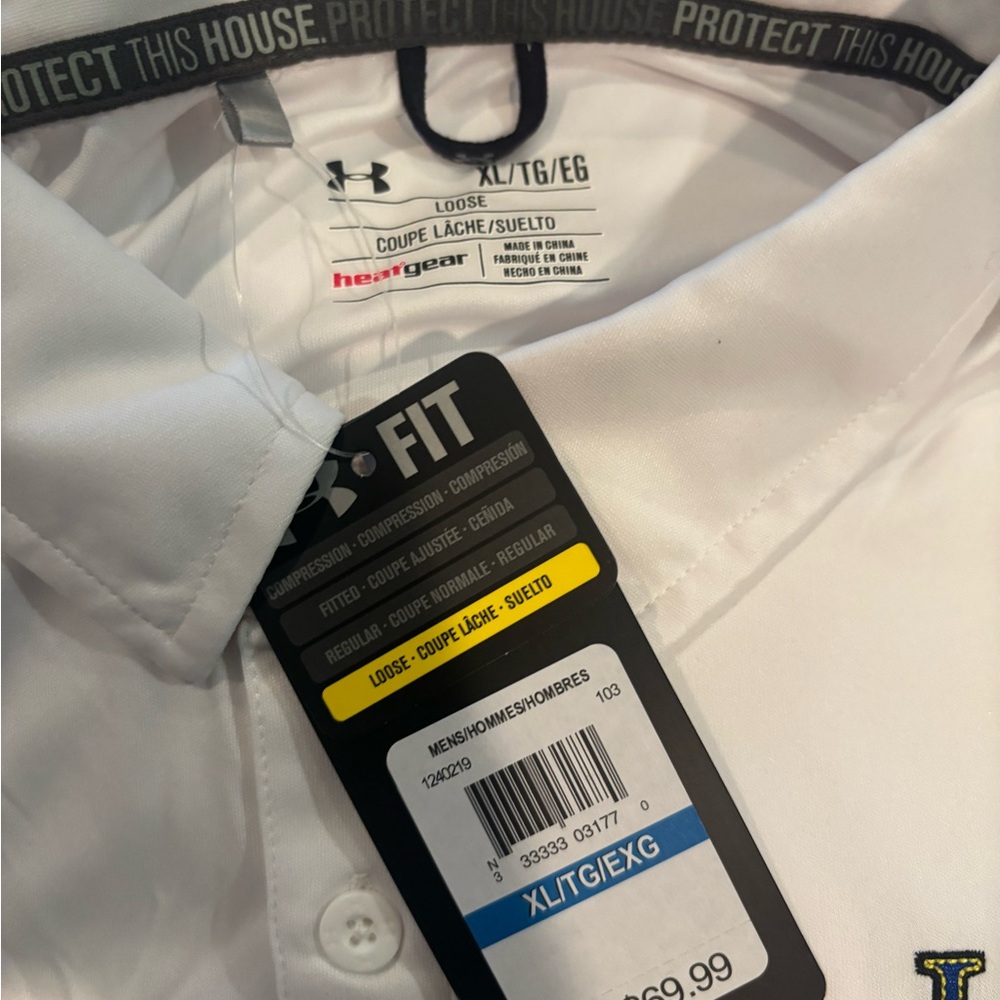 Under Armour White Performance Polo Shirt U DEL BRAND NEW XL - Picture 2 of 2